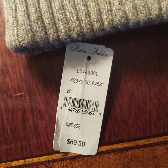 Brooks Brothers Merino Wool Fair Isle Hat & Scarf Set Grey BNWT $200 LtdEd SO